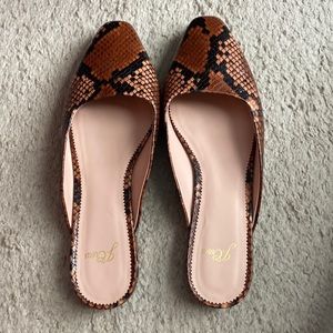 J Crew mules size 9 faux snake print